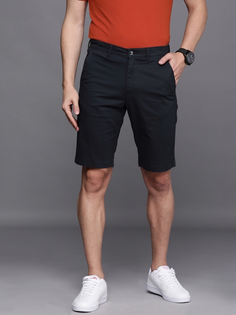 

Allen Solly Men Navy Blue Solid Slim Fit Mid-Rise Regular Shorts