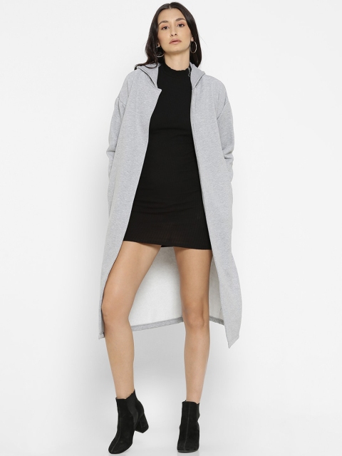 

FOREVER 21 Women Grey Longline Tailored Jacket