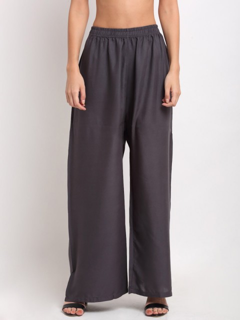 

NEUDIS Women Grey Wide Leg Palazzos