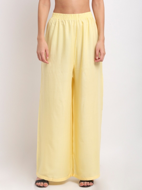 

NEUDIS Women Yellow Wide Leg Palazzos
