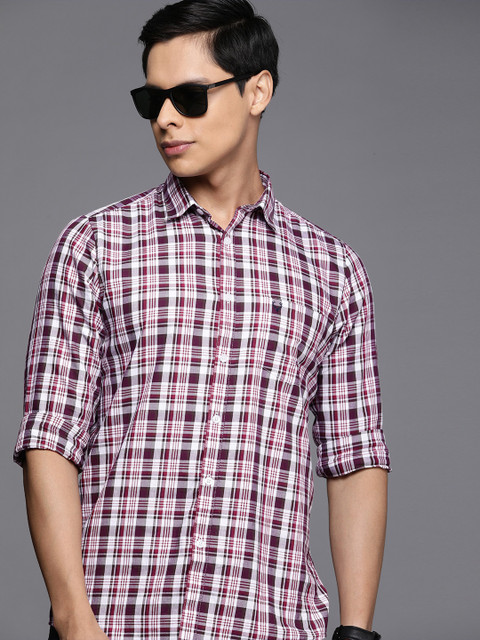 

Allen Solly Men Purple & White Modern Slim Fit Checked Casual Shirt
