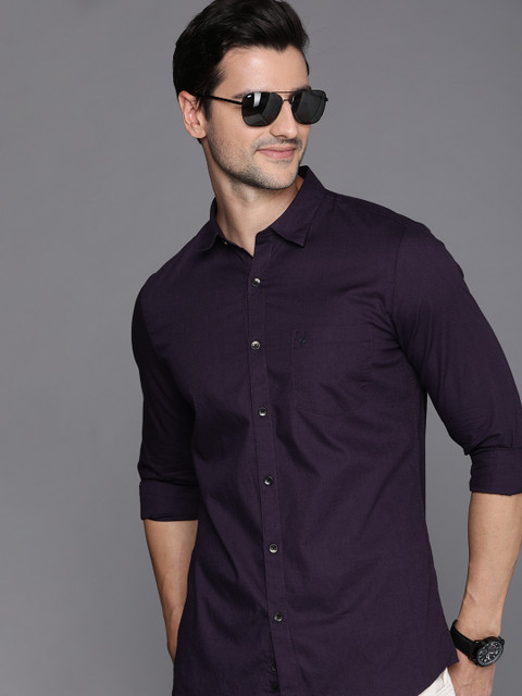 

Allen Solly Men Purple Slim Fit Opaque Casual Shirt