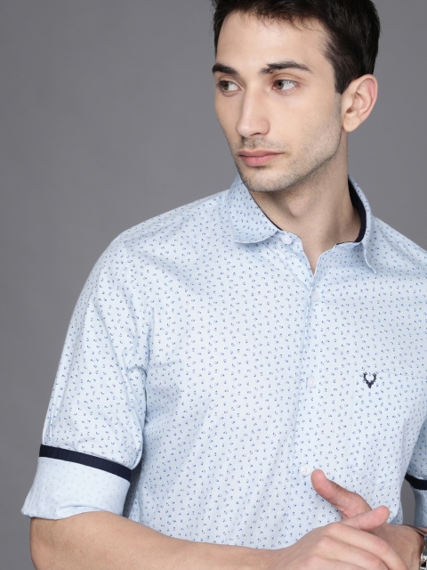 

Allen Solly Men Blue Slim Fit Printed Pure Cotton Casual Shirt