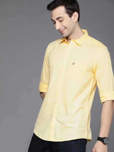 

Allen Solly Men Yellow Solid Modern Slim Fit Cotton Casual Shirt