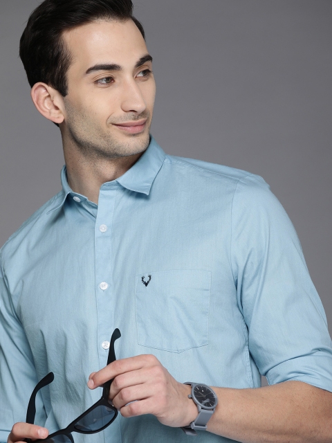 

Allen Solly Men Blue Solid Slim Fit Casual Shirt