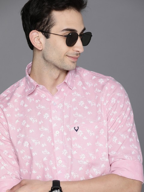 

Allen Solly Men Pink & White Printed Slim Fit Casual Shirt