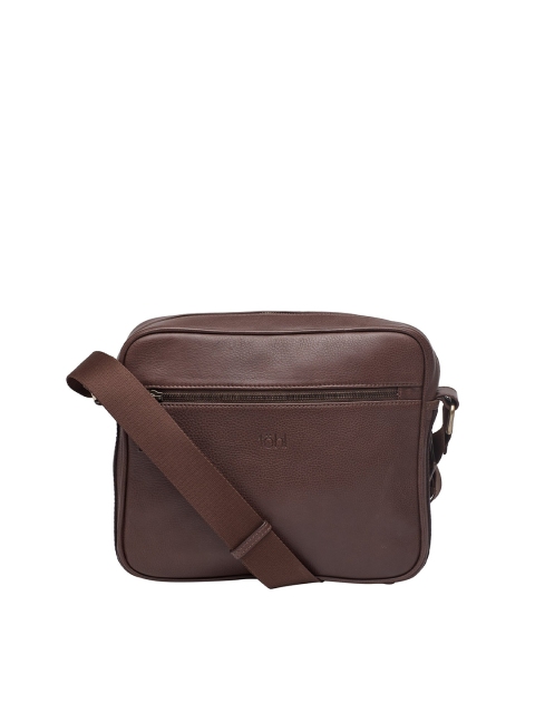 

tohl Men Coffee Brown Textured Messenger Bag