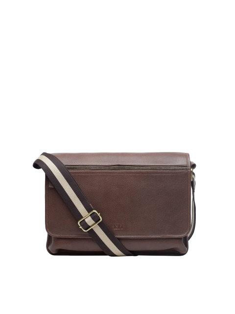 

tohl Men Coffee Brown & Black Textured Messenger Bag