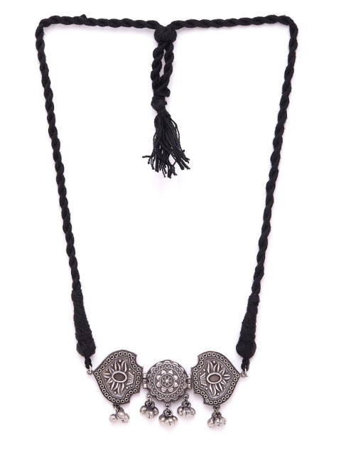 

GloBox By ZeroKaata Silver-Toned & Black Brass Silver-Plated Oxidised Necklace
