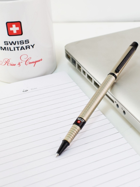

SWISS MILITARY Silver-Toned & Black Military Supreme Roller Ball Pen