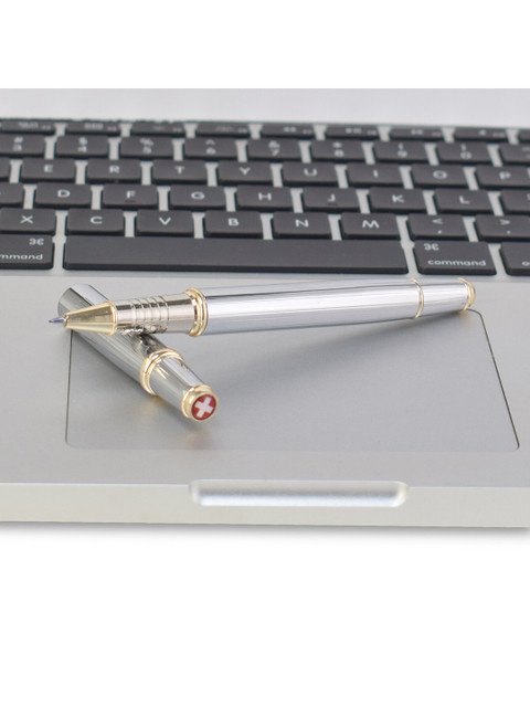 

SWISS MILITARY Silver-Toned & Black Penguin Roller Ball Pen - SM-007-R