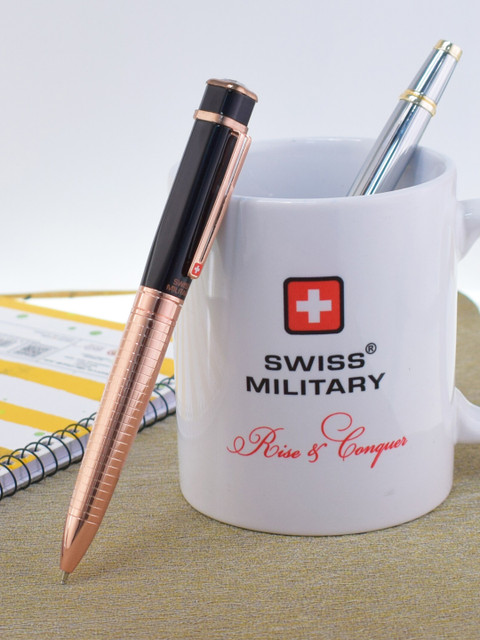 

SWISS MILITARY Rose Gold & Black Textured Cubic Ball Pen