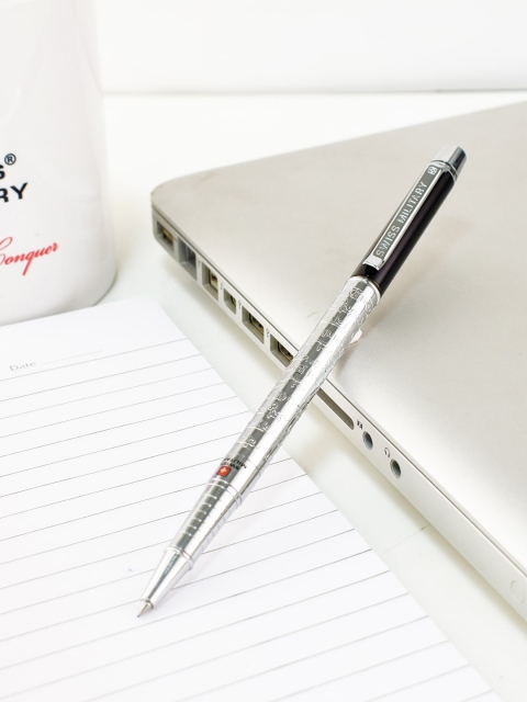 

SWISS MILITARY Silver-Toned & Black Military Supreme Roller Ball Pen