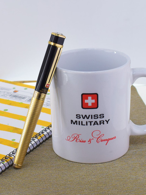 

SWISS MILITARY Gold-Toned & Black Cubic Roller Ball Pen