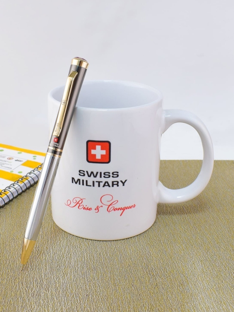 

SWISS MILITARY Silver-Toned & Brown Innova Ball Pen