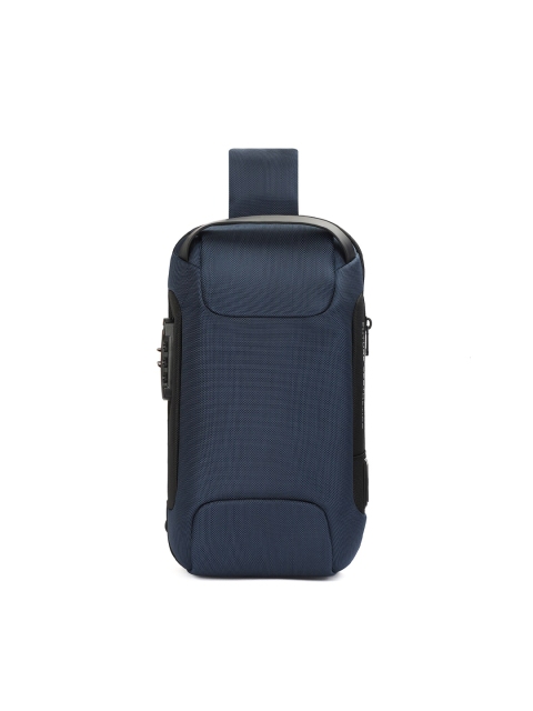 

BANGE Unisex Blue & Black Textured Backpack With USB Charging Port