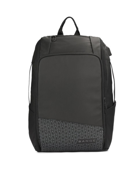 

BANGE Unisex Black Waterproof Expandable Travel Laptop Backpack with USB charging