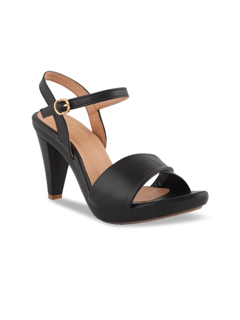 

SCENTRA Women Black Platform Sandals with Buckles