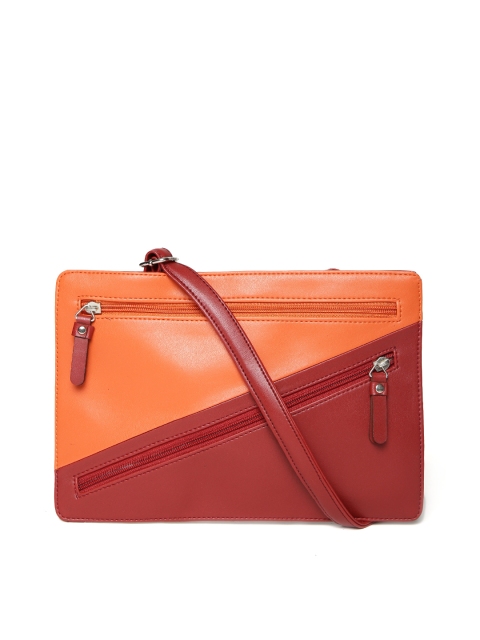 

DressBerry Orange & Maroon Colourblocked Sling Bag