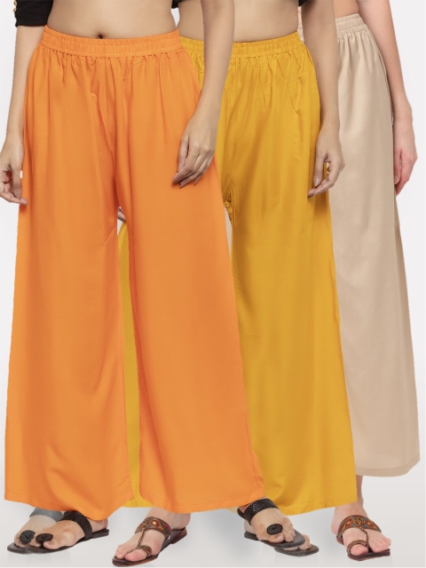 

NEUDIS Women Set of 3 Ethnic Palazzos, Orange