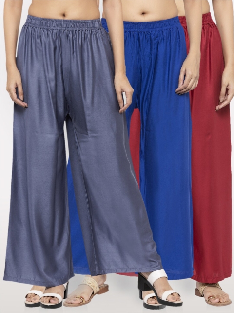 

NEUDIS Women Pack Of 3 Ethnic Palazzos, Grey