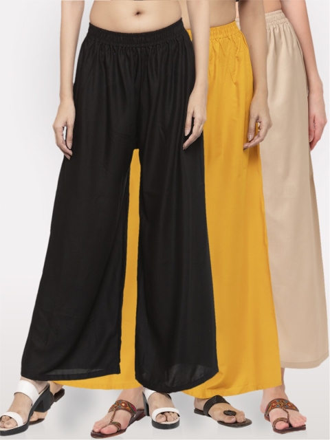 

NEUDIS Women Set Of 3 Ethnic Palazzos, Black