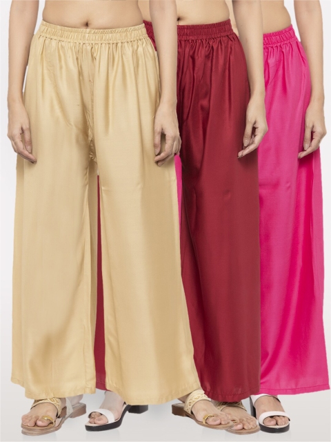 

NEUDIS Women Pack Of 3 Wide Leg Palazzos, Beige