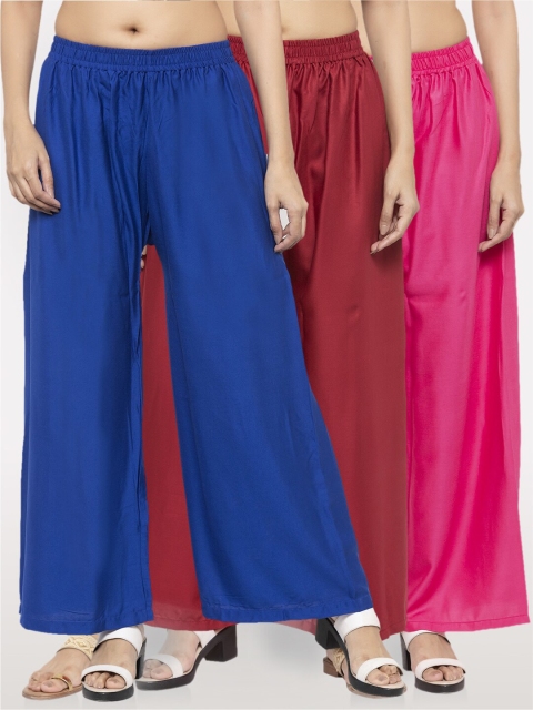 

NEUDIS Women Pack Of 3 Ethnic Palazzos, Blue