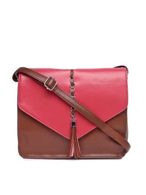 

DressBerry Brown & Coral Pink Sling Bag