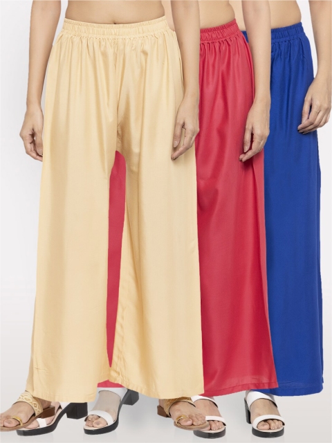 

NEUDIS Women Pack Of 3 Wide Leg Palazzos, Beige