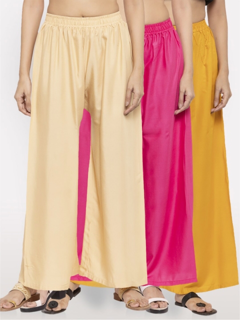 

NEUDIS Women Pack Of 3 Ethnic Palazzos, Nude