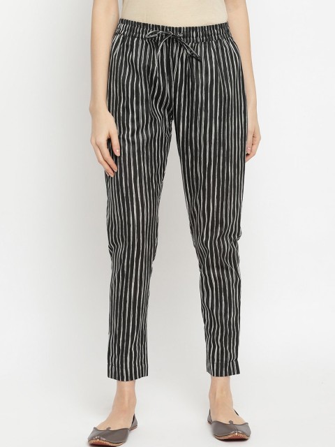 

IMARA Women Black Striped Trousers