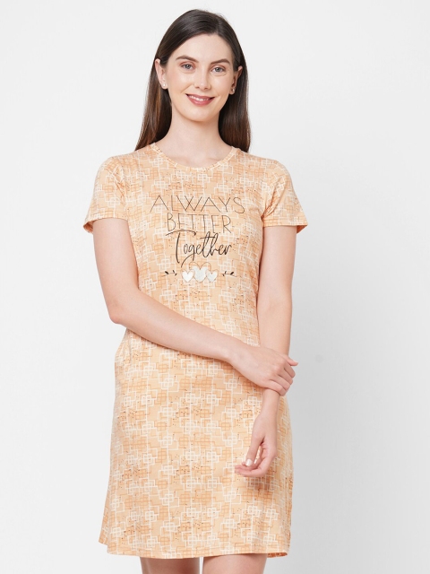 

Sweet Dreams Woman Peach-Coloured Printed Nightdress