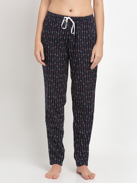 

Boston Club Women Navy Blue & White Printed Lounge Pants