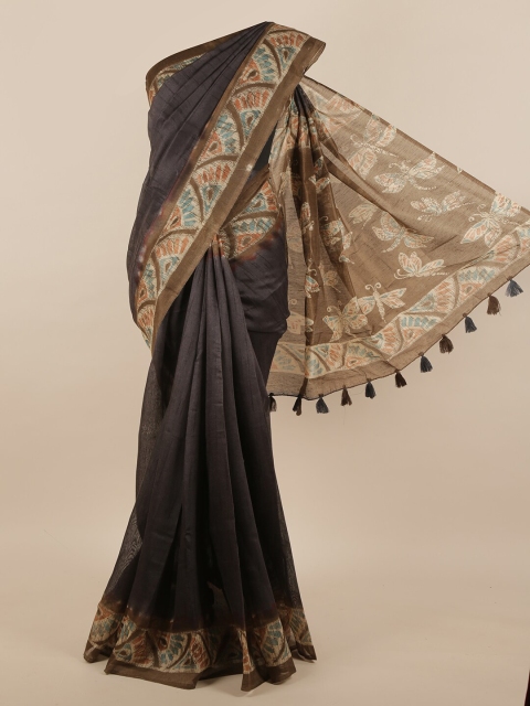 

Pothys Brown & Blue Jute Silk Saree