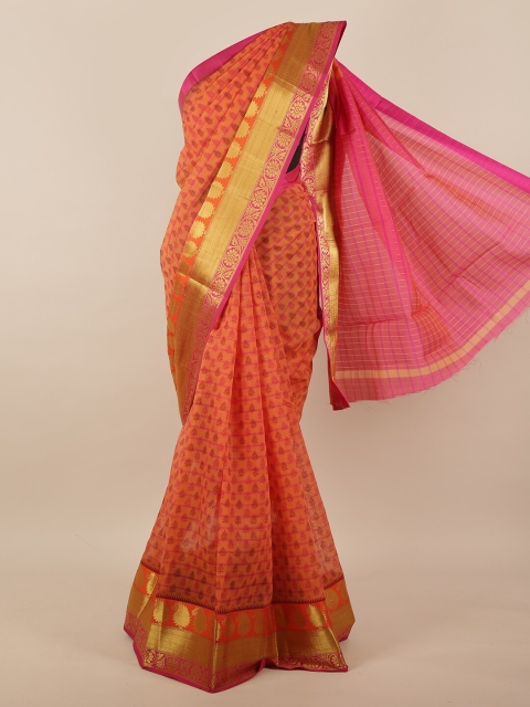 

Pothys Orange & Pink Woven Design Zari Saree