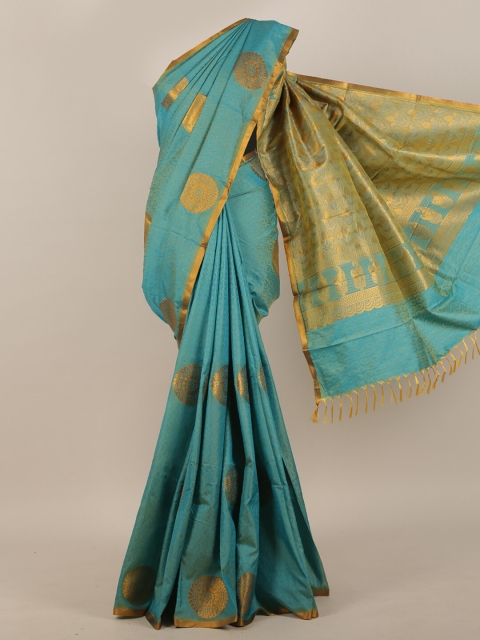 

Pothys Green & Gold-Toned Woven Design Zari Art Silk Saree