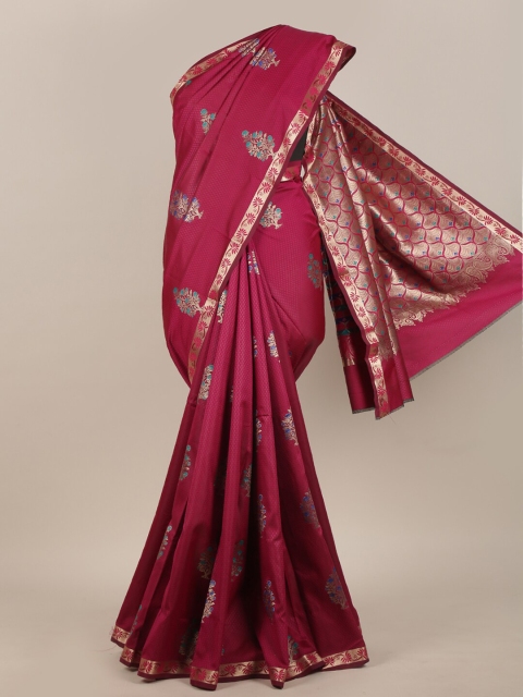 

Pothys Maroon & Gold-Toned Floral Zari Art Silk Saree