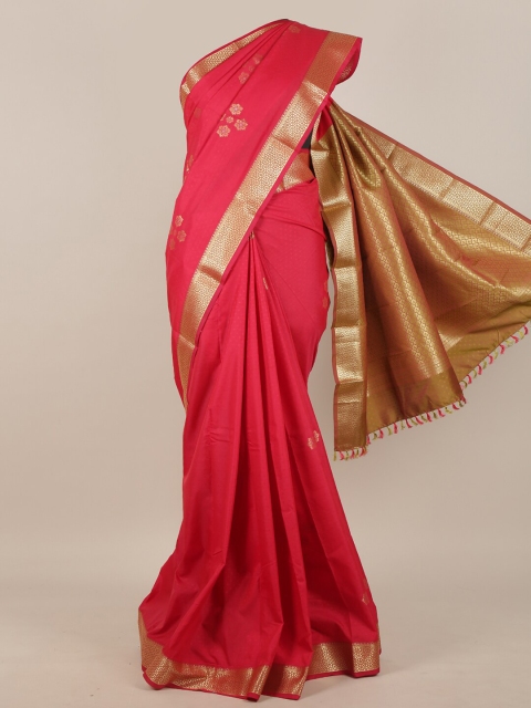 

Pothys Coral & Gold-Toned Woven Design Zari Art Silk Saree