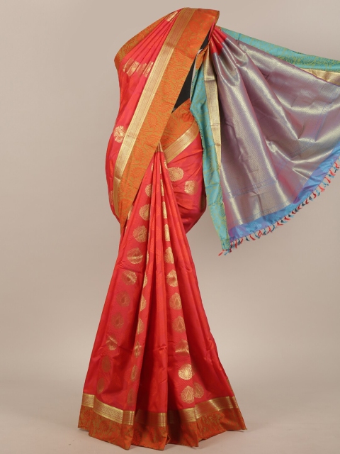

Pothys Red & Gold-Coloured Ethnic Motifs Zari Woven Design Art Silk Saree