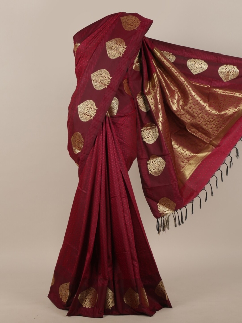 

Pothys Maroon & Gold Ethnic Motifs Zari Art Silk Saree