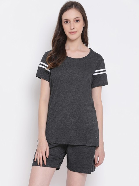

Kanvin Women Charcoal & White Night Suit