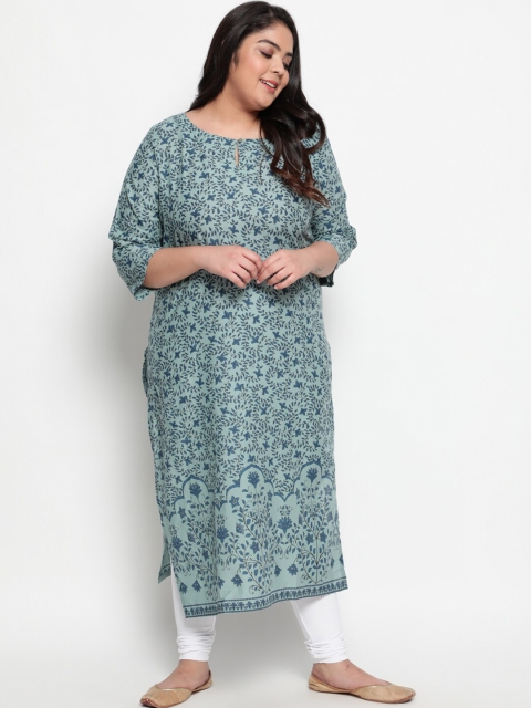 

Amydus Woman Green Ethnic Motifs Printed Pure Cotton Kurti