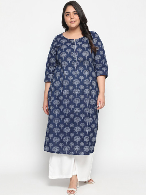 

Amydus Woman Blue & White Printed Pure Cotton Kurti