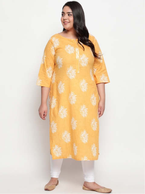 

Amydus Woman Yellow & White Ethnic Motifs Printed Pure Cotton Kurti