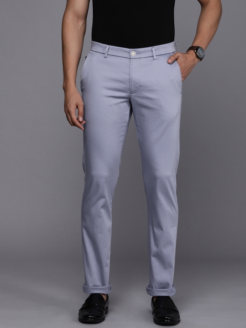 

Allen Solly Men Grey Melange Solid Slim Fit Trousers
