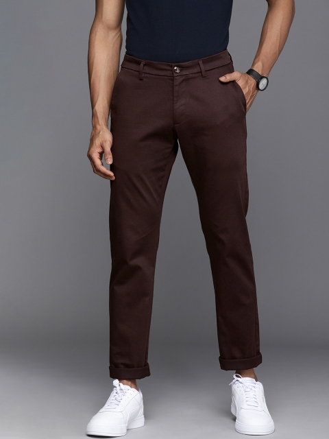 

Allen Solly Men Maroon Solid Slim Fit Trousers