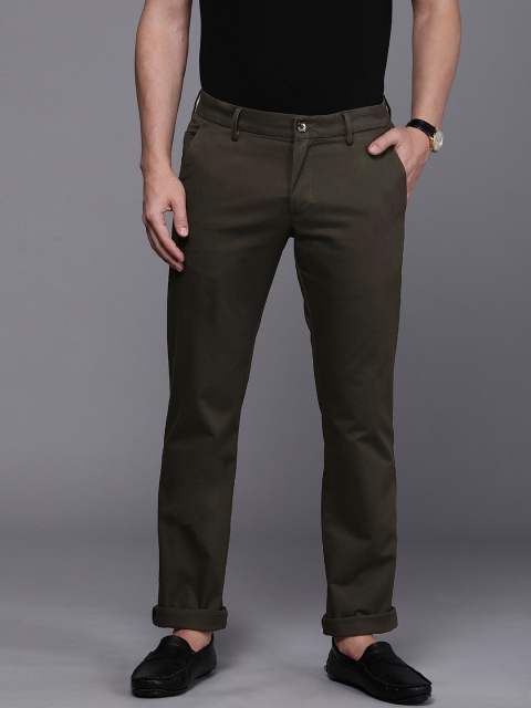 

Allen Solly Men Olive Green Solid Slim Fit Regular Trousers