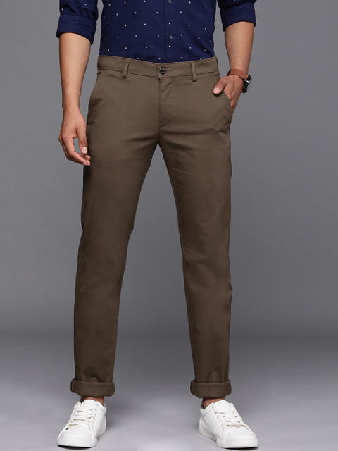 

Allen Solly Men Brown Textured Slim Fit Trousers