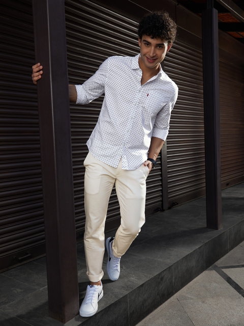 

Allen Solly Men Cream-Coloured Slim Fit Trousers